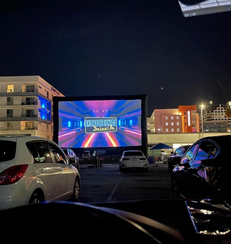 Inflatable Projector Screen, 24FT Blow Up Movie Screen Outdoor Projector, Easy Set Up One-piece Design Front & Rear Projection with Air Blower for Outside Backyard Family Movie Night Pool Party - size: 24FT