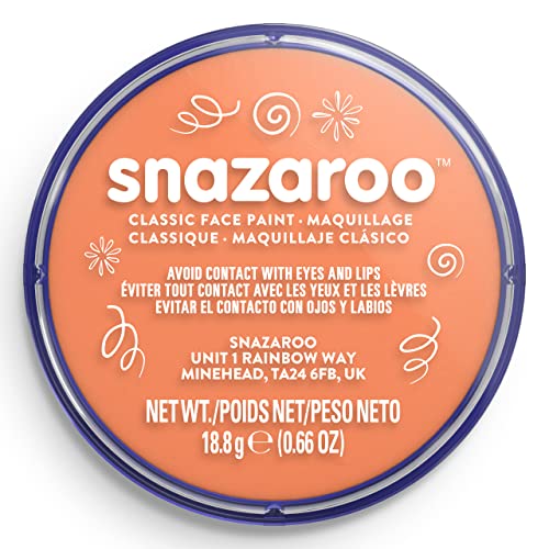 Snazaroo Classic Face and Body Paint, 18.8g Pot, Apricot | Non-Toxic Hypoallergenic, Safe, Washable, Face & Body Paint for Halloween, Cosplay Costumes, Dress Up, Parties and Festivals - color: Apricot, style: 18.8g (0.66-oz) Pot