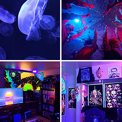 iCreating 20W Black Light Spotlight - Outdoor Black Light Spot Lights IP66 Waterproof Blacklight Spotlights 395nm Blacklight Spot Lights Strong UV Spotlight with Plug for Glow Party Halloween (2 Pack)