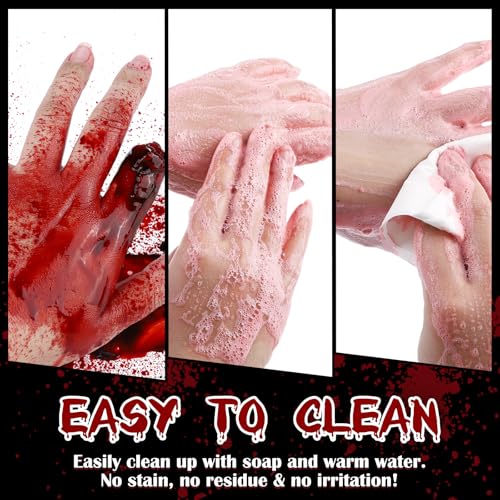 BOBISUKA Halloween Fake Blood Kit, 1.76oz Blood Spray + 1.76oz Dripping Blood + 4 Scar/Wound Face Tattoos, Realistic Washable Fake Blood Makeup for Clothes Zombie Vampire Monster SFX Costume Cosplay - color: Blood Spray + Dripping Blood + Scar Tattoos