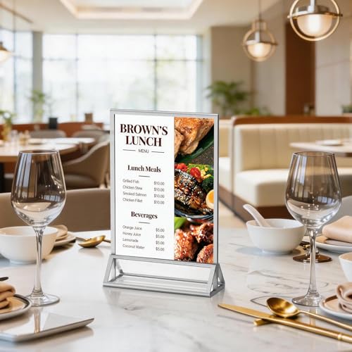 PPH-Sisy 4x6 Acrylic Sign Holder, 14 Pack Silver Picture Frame Double-Sided Clear Acrylic Sign Holder Flyer Menu Holder, Wedding Table Number, Photo Frames for Office Home Event - color: Silver, size: 4x6-14 Pack