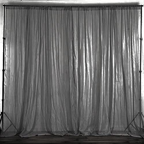 New Creations Fabric & Foam Inc, Fire Retardant/Resistant, Sheer/See Through Voile Chiffon Backdrop Drape Panel Room Divider, Pipe & Drape (1 Panel Seamless 10 Feet Wide x 10Feet Long, Grey) - color: Grey, size: 1 Panel Seamless 10 Feet Wide x 10Feet Long