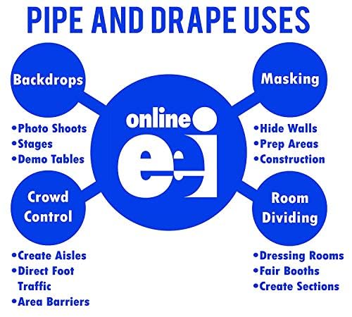 OnlineEEI Flat Top Ultra Sturdy Pipe and Drape Backdrop Kit 8FT (Fixed) Height 8-10FT Wide (No Drapes)