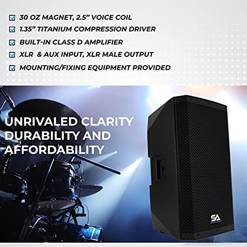 Seismic Audio Speakers Riot-12, Premium PA/DJ 2-Way Active PA/DJ Speaker, 12 Inch Speaker, Bluetooth, DSP, Built in Mixer & Class D Amplifier
