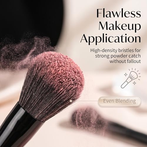 BS-MALL Makeup Brush Set 18 Pcs Premium Synthetic Foundation Powder Concealers Eye shadows Blush Makeup Brushes with black case (C-Black) - color: C-Black