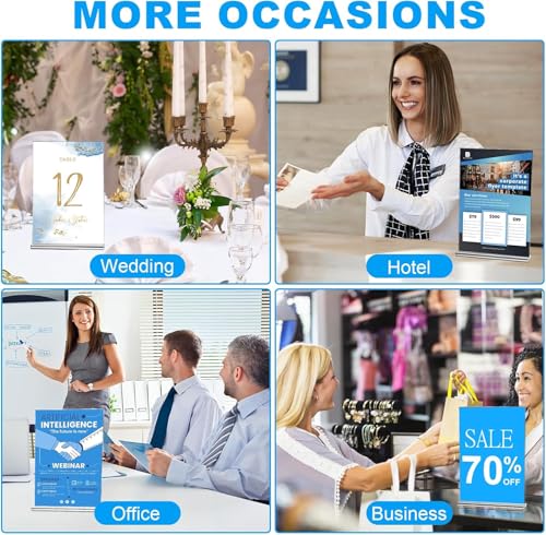 EHWINE 16 Pack Acrylic Sign Holders 5x7 Double-Sided Tabletop Display Stands for Menus Flyers & Signs, Clear Acrylic Picture Frame for Office Business Store & Events - size: 16 Pack 5x7 Inch