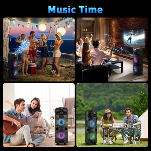 Dual 8'' Party Bluetooth Speaker with Microphone, USB/TF/AUX/TWS - size: Dual 8'' Speakers