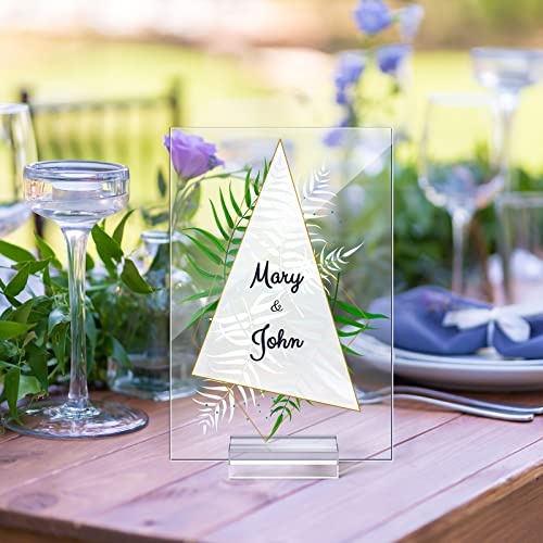 Yulejo 12 Pcs Blank Clear Acrylic Table Numbers Stands for Wedding, Acrylic Table Signs with Centerpiece Stand Sign and Holder DIY Place Name Cards for Reception Banquet Party Decors (4 x 6 Inch) - size: 4 x 6 x 0.08 Inch