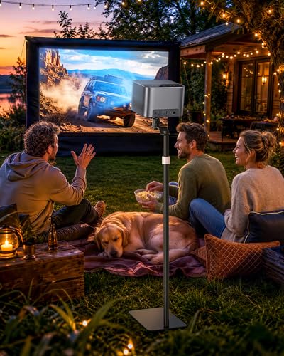 Projector Floor Stand Adjustable Mount Steel Base 35"-48"Heavy-Duty | 1/4'' Screw, Supports Projector & Camera, For Home Office Outdoor, Height Adjustable Range 35"-48", Stable Steel Base