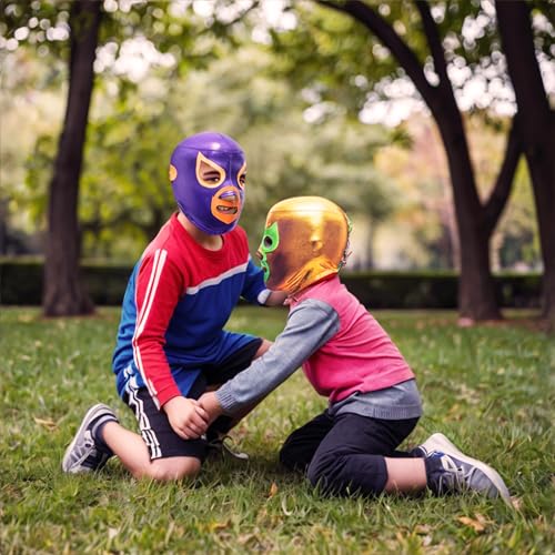 Kids Lucha Libre Wrestling Masks (Youth 2Pack) | Authentic Mexican Luchador Wrestling Masks for Children | Pro-Fit with Adjustable Rear Laces | Made in Mexico | Perfect for Boys & Girls