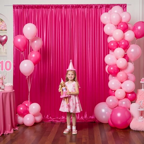 gogoparti 10x10FT Hot Pink Sequin Backdrop Curtain - 2 Panels of 5x10FT Wrinkle-Free Glitter Drapes for Photography, Birthdays, Weddings & Graduations - color: Hot Pink, size: 5FT x 10FT(2 panels)