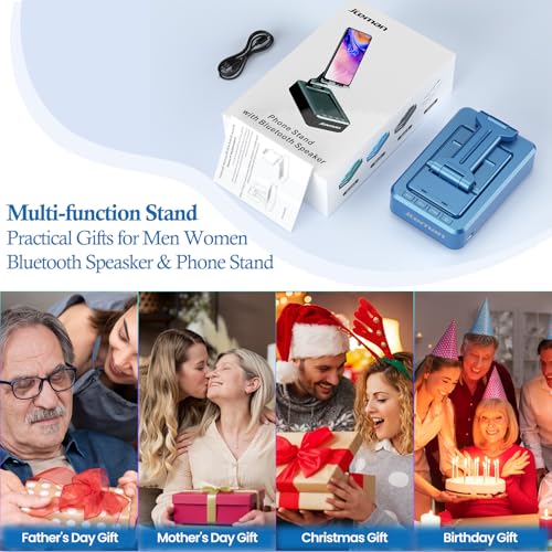 JTEMAN Bluetooth Speaker with Cell Phone Stand,Big Sound & Clear Bass | Foldable Stand & Phone Speaker Amplifier for iPhone/Android, Home Office,Video Calls & Music,Tech Gadgets Gifts for Men Women - color: Blue