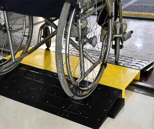 Assemble Threshold Bridge Ramp, Floor Wire Cord Cable Protector Ramp, Doorway Ramp for Cars Wheelchairs, ADA Compliant Driveway Road Hump, Traffic Speed Bump (1-Channel Bridge Ramp)