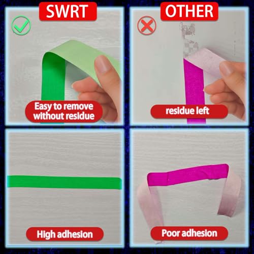 SWRT 6 Rolls (0.6 in x 16.5 Ft) Neon Gaffer Cloth Tape for Halloween Decor (Pack of 2) - size: 0.6 inch x 16.5 feet (Pack of 2)