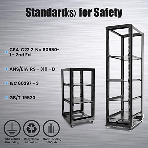 Server Rack Open Frame Rack 4 Post 19 inch Adjustable Server/Audio Rack Cold Rolled Steel(27U,31 Depth) - size: 27U-31’’Depth