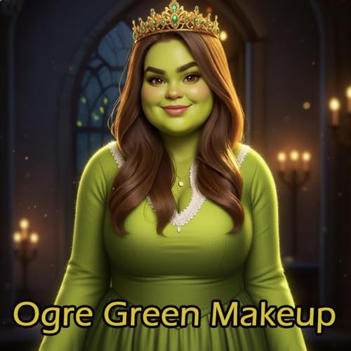 Ogre Green Face Paint with Setting Powder and sponge,1.01 Oz Water Based Green Body Paint,Halloween Face Painting Kit SFX Makeup Cosplay Monster Witch Elphaba Costume for Adults & Kids - color: Ogre green with setting powder