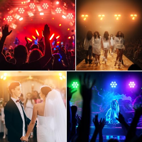 350W Retro Stage Light RGB COB 7 LED Vintage DJ Lights DMX Backlight Wash Strobe Par Light for Concert, Wedding, Theater, Live Show, Bar, Club, Events