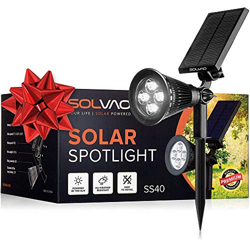 SOLVAO Solar Spotlight | 200 Lumen Ultra Bright | Waterproof, Adjustable 270° | Flag Pole, Outdoor, Landscape, Yard, Driveway | Auto On/Off | No Wiring Required - size: 1 Pack
