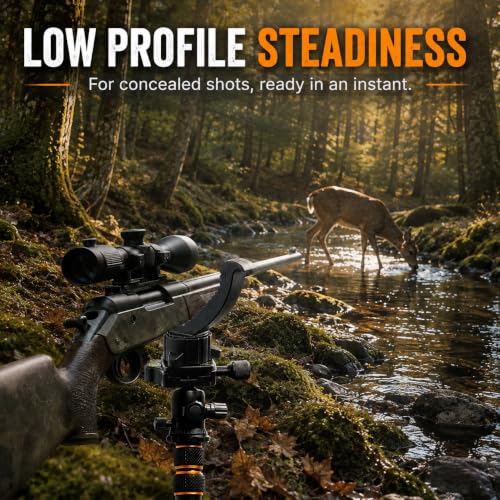 FUNHORUN Hunting Tripod, Rifle Shooting Tripod with Integrated Vise Clamp | Heavy-Duty Aluminum Shooting Rest with Custom Carry Bag, Adjustable 18"-61", Stable Gun Stand & Shooting Stick for Hunting