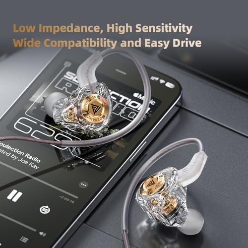 Piluyaa Wired Gaming Headphones IEM Earphones with 1DD,QKZ ENZO in Ear Monitor, HiFi USB C Earbuds, Bass Sound with New 11mm Dynamic Driver for Video Music Gaming (Grey) - color: Light GREY