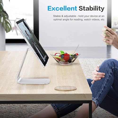 OMOTON T2 Tablet Stand for Desk, Aluminum Holder for iPad Pro/Air, Silver - color: Silver