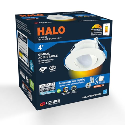 HALO RA 4 inch LED Recessed Lighting Adjustable Gimbal 5CCT 600/900lm - size: 4 in