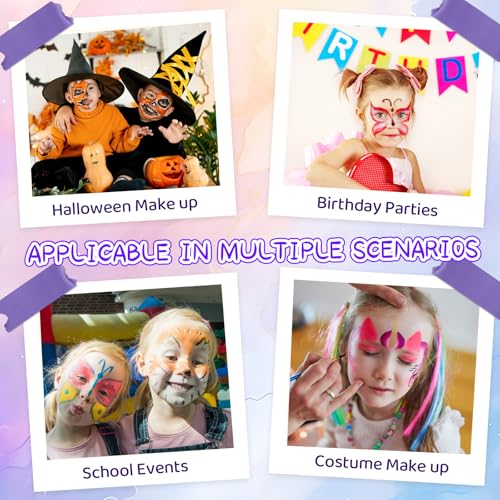42 Colors Face Painting Kit for Kids,Non-Toxic Water Face Painting Palette Kit Professional whit Brushes,Stencils,Gems,sponges,Book&Glitters.Carnival,Halloween,Cosplay,Party; for Kids Makeup Artist