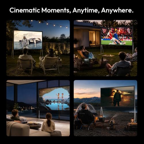 NothingProjector Outdoor Projector Screen with Stand, 120” Portable Fold | 1.3 Gain, 4K UHD 16:9, Foldable 3-Min Setup, Alloy Frame, Easy Snap On for Camping, Backyard Movie Night, Indoor Home Theater - size: 120 inch