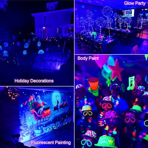 2 Pack 100W LED Black Light, Black Light Flood Light with US Plug & Switch | IP66 Waterproof BlackLight for Glow Party, Glow in The Dark, Halloween, Body Paint, Fluorescent Poster - size: L-120LED