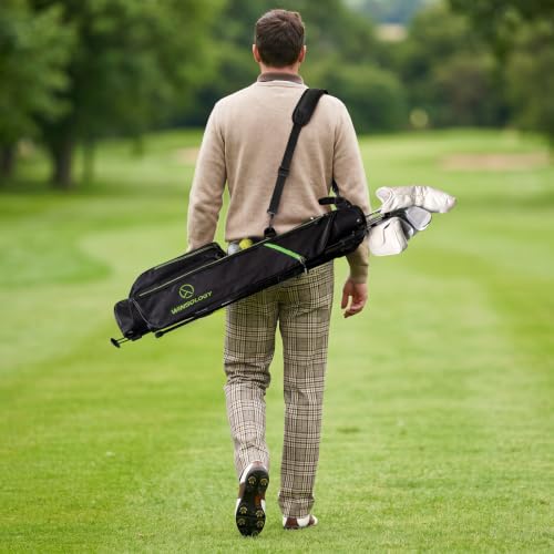 Small Golf Stand Bag Lightweight Golf Easy Carry Bag with Strap and Stand for The Driving Range, Par 3 and Executive Courses Small Golf Bags for Men or Women. - color: BLACK/GREEN