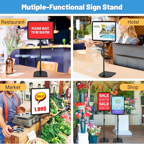 4Pack Sign Stand for Display 8.5 x 11, Adjustable Poster Stand for Table Top & Floor, Floor Standing Sign Holder, Signage Stands for Business, Tradeshow, Store, Farm Display Stands - size: 4 Pack, 8.5 x 11 inch