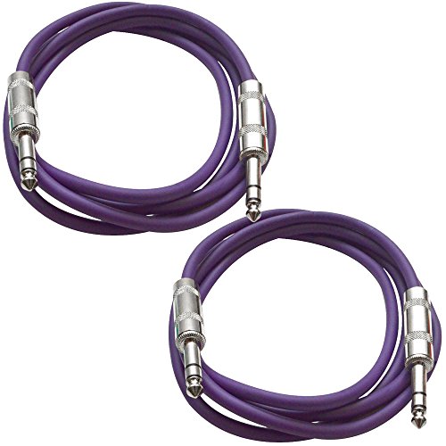 Seismic Audio - SATRX-6-2 Pack of 6' 1/4" TRS Male to 1/4" TRS Male Patch Cables - Balanced - 6 Foot Patch Cord - Purple and Purple - color: Purple and Purple