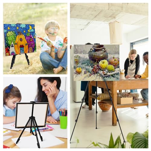 AROIC 17-66 in Art Easel Stand, Aluminum Tripod for Table Top & Floor | Portable Adjustable Display Easel for Canvases Painting with 1 Storage Bag | Studio, Hobby & Professional Artist Easels - style: 1P