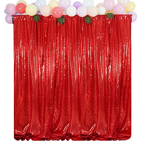 Juya Delight Red Sequin Backdrop Curtain, Non-Transparent Sequin Photography Background Backdrop Curtain for Birthday Party Wedding Festival Ceremony(6ftx8ft - color: Red, size: 6ft x 8ft
