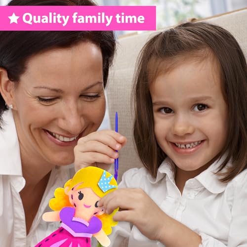 KRAFUN Fairy Tales Sewing Kit for Kids Ages 5-10 | 8 Projects | Sew 8 felt plush fairy tale toys with pre-punched holes. Beginner craft for girls. Educational gift ages 5-10 - color: Fairy Tales