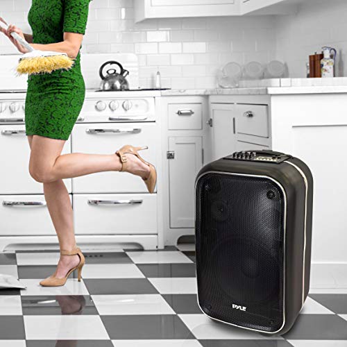 Pyle 12 Inch Full Range Portable Bluetooth Karaoke Loudspeaker, Karaoke Microphone, Built-in Rechargeable Battery with FM Radio. (PWMA1225BT.6)