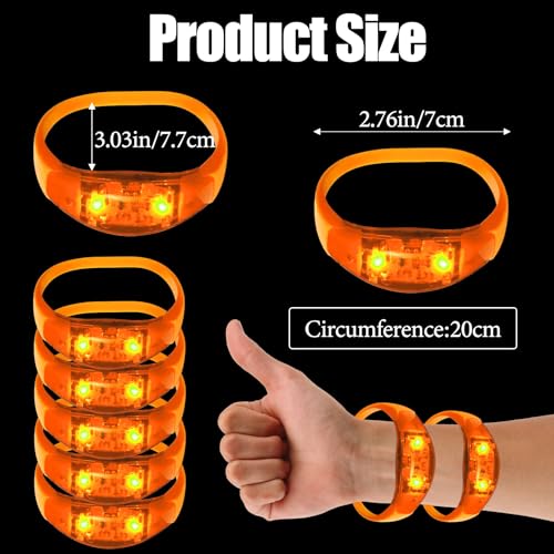 100 Pcs LED Bracelets Sound Activated with Flashing LED Strobe Music Control Light Up Bracelets for Rave, Game Prizes, Birthday Party Favor,Valentine's Day gift - color: Orange