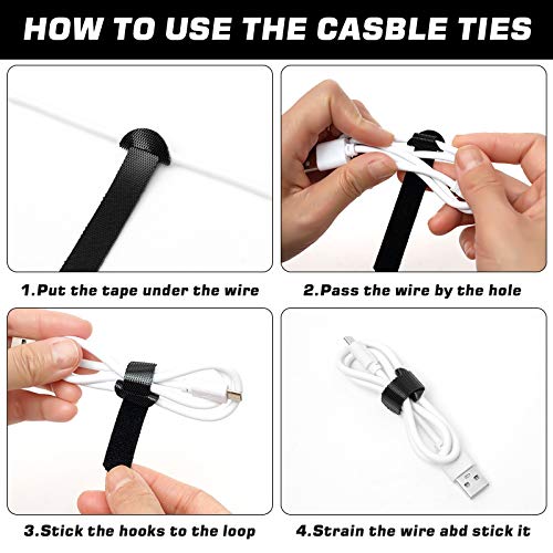 60pcs Reusable Fastening Cable Ties, 6-Inch Cable Straps Cable Management, Multi-Purpose Hook & Loop Cord Organizer Wire Ties, Adjustable Cable Organizer Cord Ties, Microfiber Cloth Straps,Black. - size: 6"(60 Pack)