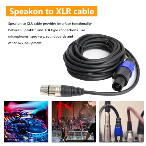 HBU Pack of 1 Speakon to XLR Female Cable - 10Ft. Speak-ON Male to 3 Pole XLR Jack Audio Wire - Pro PA DJ Studio, Microphone Recording Extension Wiring with Twist Lock - size: 1 Pack