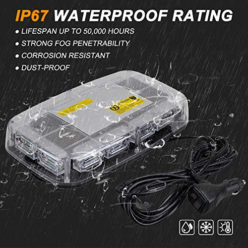 ASPL 48LED Roof Top Strobe Lights, High Visibility Emergency Safety Warning LED Mini Strobe Light bar with Magnetic Base for 12-24V Snow Plow, Trucks, Construction Vehicles (Amber/Green) - color: Amber/Green