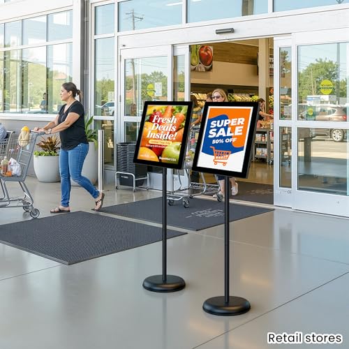 Sign Holder Stand 8.5x11 Inch - Pedestal Floor Standing Sign Holder with Adjustable 360° Rotating Display, Standing & Poster Sign Stand for Business, Mall, Schools, Restaurants – 1 Pack - size: Sign Holder Stand 8.5x11 – 1 Pack