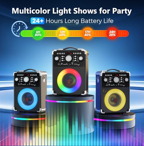 Karaoke Machine, Portable Bluetooth 5.3 Speaker with 2 Wireless Microphones for Adults, PA System with Echo Adjustment, Support TWS/TF Card/USB/AUX/TVs Connected for Home Party/Outdoor/Events etc - size: 2 Wireless Microphones