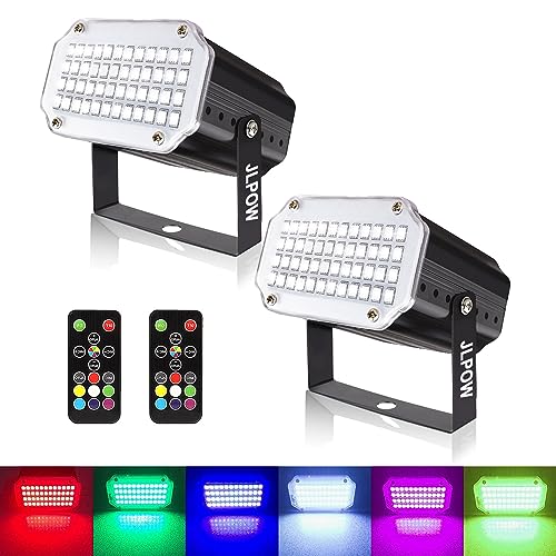 Halloween Strobe Light with Remote,JLPOW Sound Activated Mini LED Strobe Lights, Super Bright 48 RGB LED, Remote Control Flash Stage Lighting, Best for DJ Home Party Show Club Disco Dance (2-Pack)