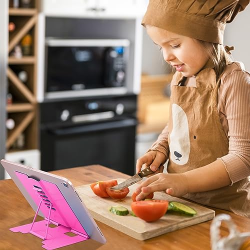 MSDADA Small Desk Book Stand Metal Reading Rest Book Holder | Adjustable Cookbook Documents Holder Portable Sturdy Bookstands for Recipes Textbooks Tablet Music Books(Rose Red) - color: Rose Red