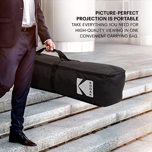 Kodak 150” Dual Projector Screen W/Stand - Fast Fold Gray Rear Projection Backdrop for Outdoor & Indoor Movies with Tripod, Outdoor Stability Kit, & Black Storage Carry Case