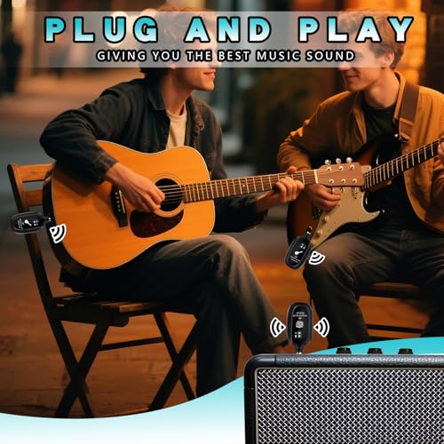A8 Wireless Guitar Transmitter Receiver System - 2.4GHz Rechargeable, 24-bit/48KHz Audio, Low Latency <4ms for Electric Guitar & Bass - Clean Wireless Audio for MUSIC and BASS GUITARS 2(2TX+1RX) - size: A8 Wireless Guitar System (2TX+1RX)