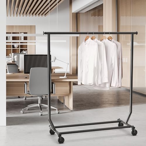 Simple Houseware Supreme Commercial Grade Clothing Garment Rack, Black | Holds Up to 250 lbs, Extendable Width from 50.25 to 75.25 Inches - color: Black, size: Commercial Grade