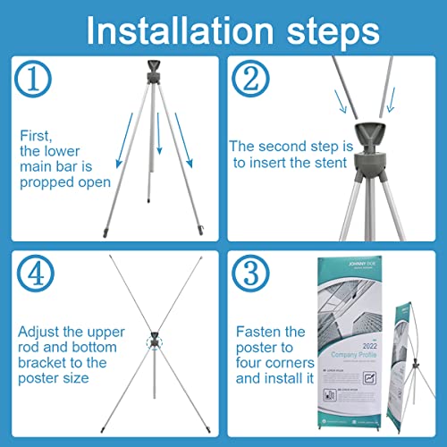 2 Pack X Frame Banner Stand Fits Any Banner Adjustable Size 23"X63" to 32"X78", Portable Travel Bag & Load-bearing Bag for Advertising, Stores, Tradeshow, Restaurant, Event, Birthday & Party (Outdoor)