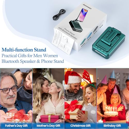 JTEMAN Bluetooth Speaker with Cellphone Stand,Gifts for Men Tech Gadgets | Big Sound & Clear Bass, Wireless Audio Speaker Stand for iPhone/Android, Foldable Adjustable Phone Holder for Home Office - color: Green
