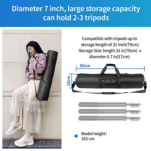 HEMMOTOP Tripod Bag All-Around Thick Padded Case Portable 31.5x7 in R08018 | Heavy Duty, Nylon, Hand-Held and Shoulder-Back, 2 Zippered Pockets, for Carrying Speaker Stand, Fishing Pole, Telescope - size: 31.5" L x 7" D